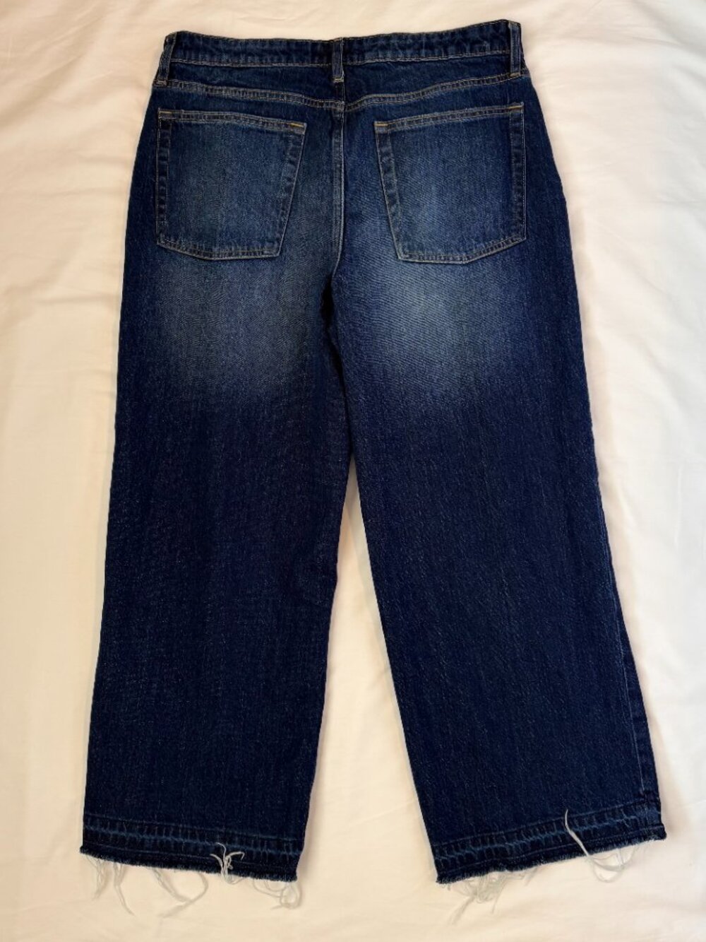 Free Assembly Wide Leg Jeans Raw Hem Dark Wash Denim 12 - Picture 2 of 10